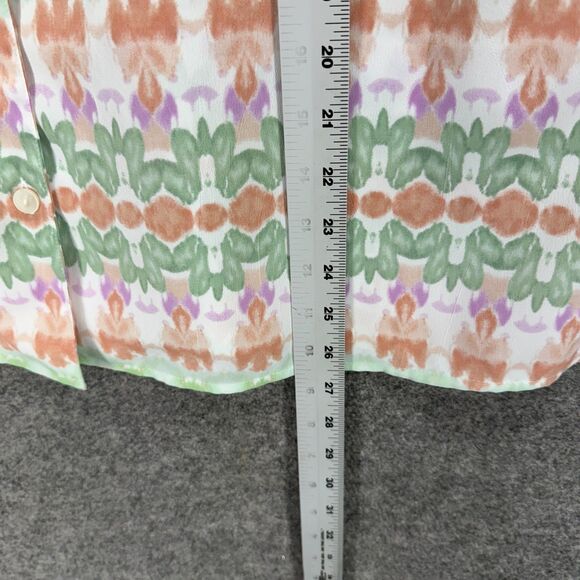 Alfred Dunner Shirt Women 16 Green Striped Button Up Collared Short Sleeve - Picture 5 of 6